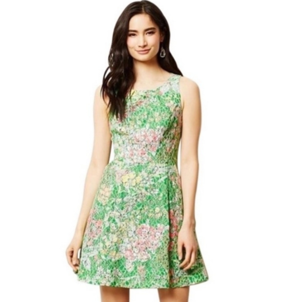 Anthropologie Maeve Pink + Green A-line dress!